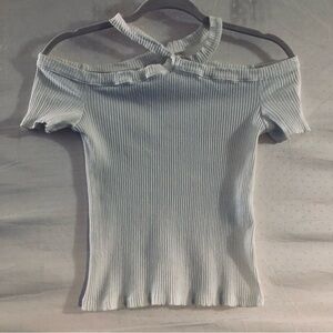Zara Trafaluc White Ribbed Top